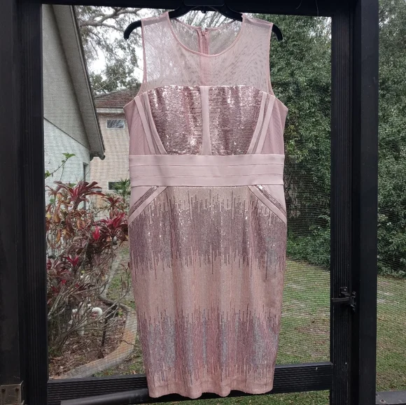 Calvin Klein | Dresses | Calvin Klein Art Deco Slate Pink Sequin Dress Size  4 Cocktail | Poshmark